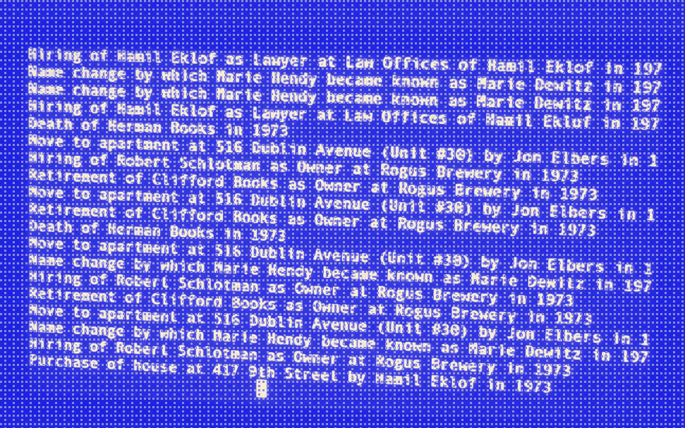 Talk of the Town simulation log
